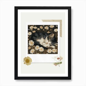 Scrapbook Sleeping Kitten Fairycore Painting 4 Art Print