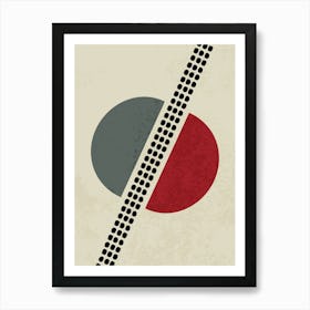 Minimalist Geometric Art with Divided Circle and Diagonal Dots Art Print