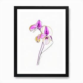Orchid Floral Minimal Line Drawing 3 Flower Art Print
