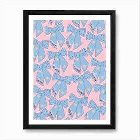 Pink And Blue Bows Art Print