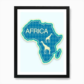 Africa Map With Giraffes Art Print