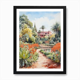 Marrakech Botanical Garden Morocco Watercolour 3  Art Print