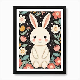 Floral Cute Baby Bunny Nursery (20) Art Print