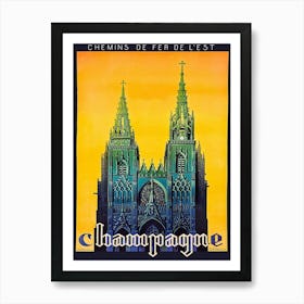 Champagne Cathedral, Vintage Travel Poster Art Print