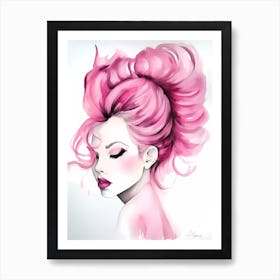 Pink Haired Lady Art Print