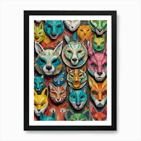 Masks Of Animals Art Print