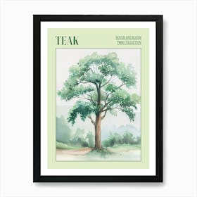 Teak Tree Atmospheric Watercolour Painting 4 Poster Art Print