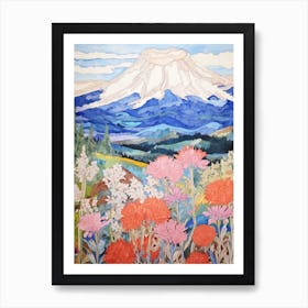 Mount Shasta United States Colourful Mountain Illustration Art Print