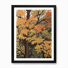 Black Ash 2 Vintage Autumn Tree Print  Art Print