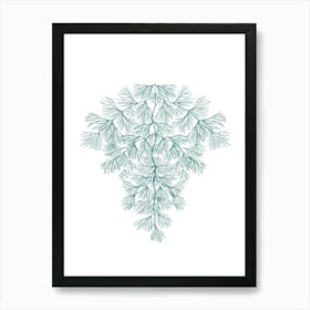 Abstract Leaf line drawing Isolated On White Art Print