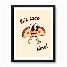 It'S Taco Time Retro Cartoon Affiche