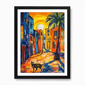 Painting Of Dubai United Arab Emirates With A Cat In The Style Of Fauvism  1 Art Print