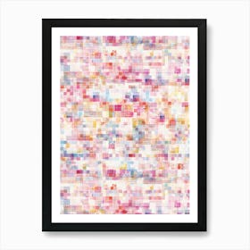 Pixel Pink Embroidery Mosaic Art Print