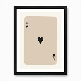 Ace Playing Card Beige And Black 1 Art Print