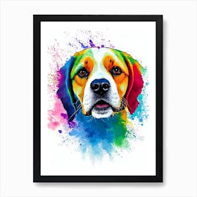 English Foxhound Rainbow Oil Painting Dog Art Print