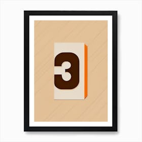 3, Number, Education Retro Minimal Art Print