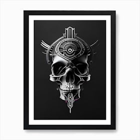 Skull With Geometric Designs Pink Stream Punk Art Print