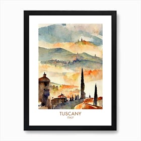 Tuscany Italy Watercolour Travel Art Print