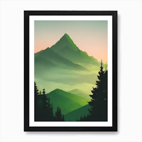 Misty Mountains Vertical Composition In Green Tone 165 Art Print