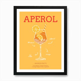 Aperol Recipe Cocktail Print Art Print