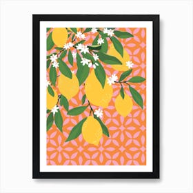 Lemon On Painted Tiles Art Print Art Print