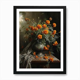 Baroque Floral Still Life Marigold 3 Art Print