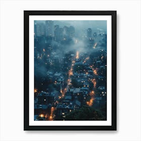 Hong Kong City At Night Art Print