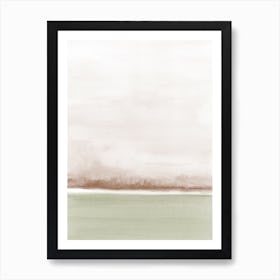 Minimal Watercolor Landscape Sepia And Olive Art Print