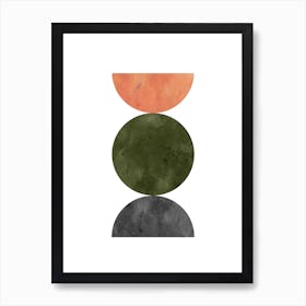 Olive green and rracotta mid-century modern Art Print