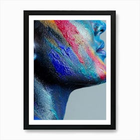 Woman With Colorful Paint On Her Face Art Print