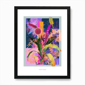 Prairie Clover 1 Neon Flower Collage Poster Art Print