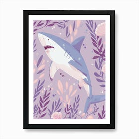 Purple Blue Shark Illustration 2 Art Print