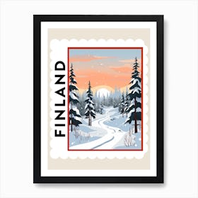 Retro Winter Stamp Poster Lapland Finland 4 Art Print