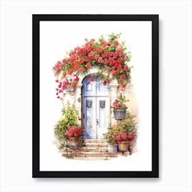 Antibes, France   Mediterranean Doors Watercolour Painting 1 Art Print