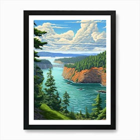 Deception Pass State Park Retro Pop Art 8 Art Print