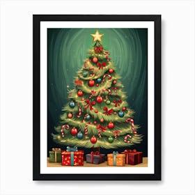 Christmas Tree Vintage poster 64 Art Print