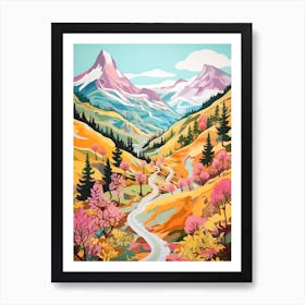 Haute Route France Switzerland 3 Hike Illustration Art Print