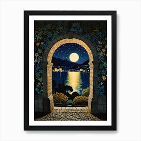 Moonlight Through The Arch Art Print