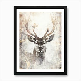 Poster Deer Stag Ink Illustration Art 04 Art Print