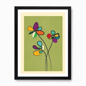 Line Little Wildflowers 2 Art Print