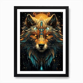 Psychedelic Wolf 1 Art Print