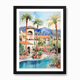 The Chateau At Lake La Quinta   La Quinta, California   Resort Storybook Illustration 1 Art Print