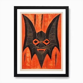 Bat, Woodblock Animal Drawing 2 Art Print