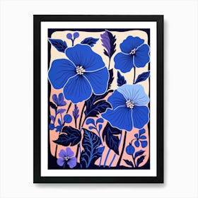 Blue Flower Illustration Hibiscus 3 Art Print