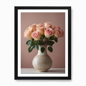 A Vase Of Pink Roses 95 Art Print