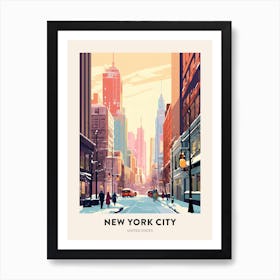 Vintage Winter Travel Poster New York City Usa 3 Art Print