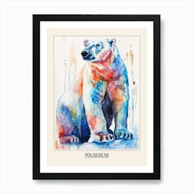 Polar Bear Colourful Watercolour 3 Poster Art Print