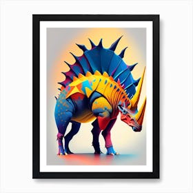 Styracosaurus Primary Colours Dinosaur Art Print