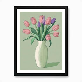 Green Tulips Vase Art (4) Art Print