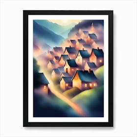 Night In The Village 1 Art Print